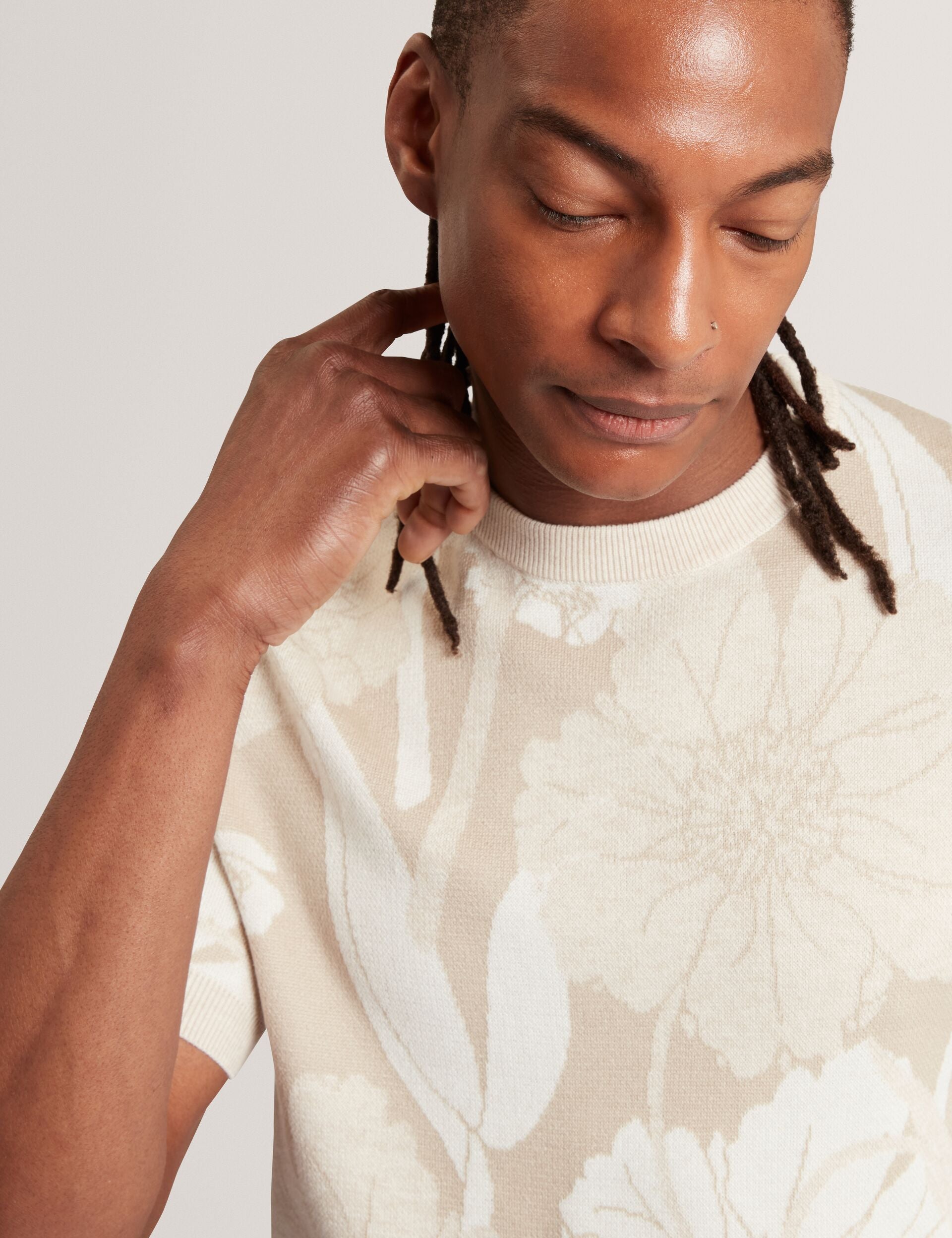 Ted Baker Baryn Jacquard Botanical Wool Blend Tshirt