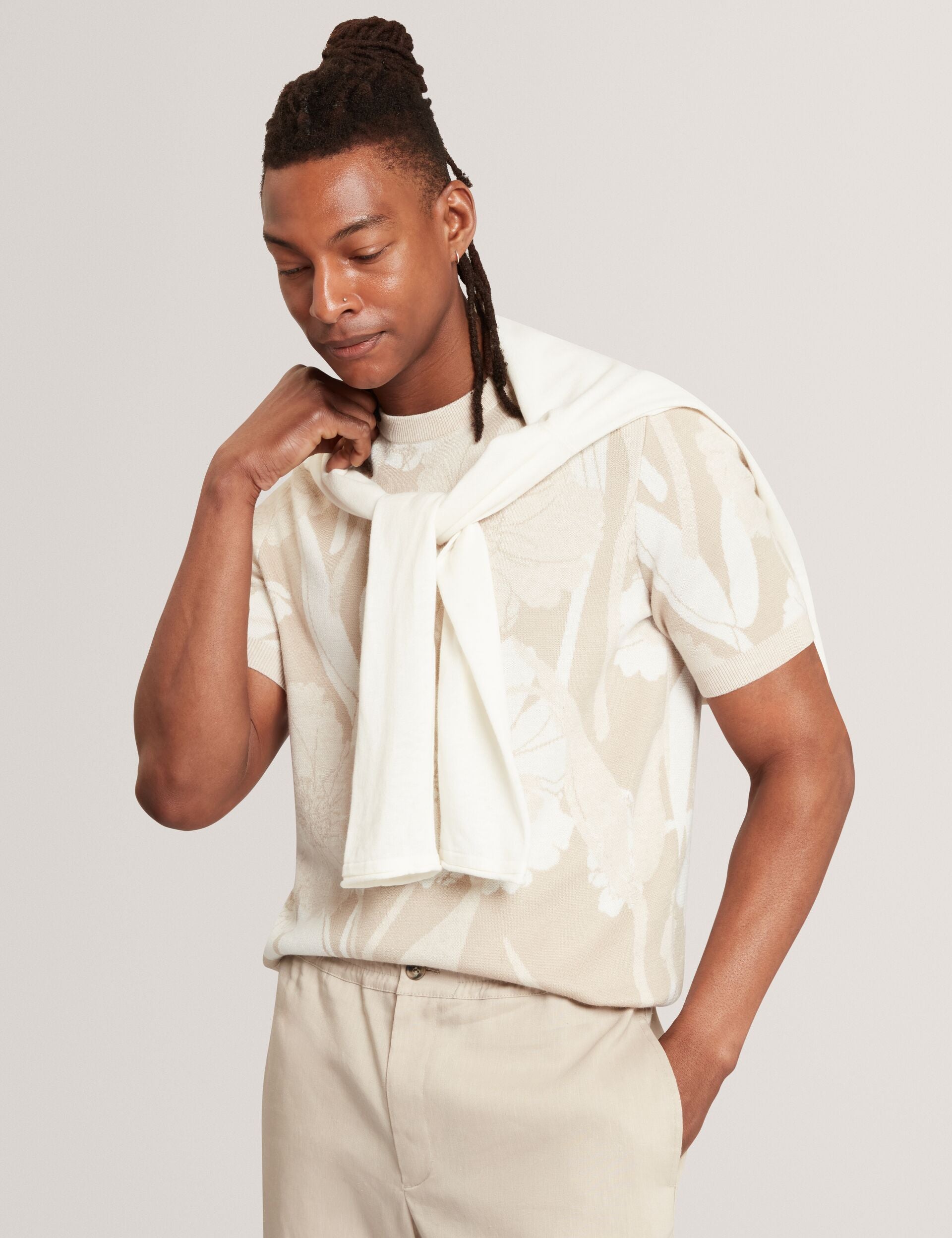 Ted Baker Baryn Jacquard Botanical Wool Blend Tshirt