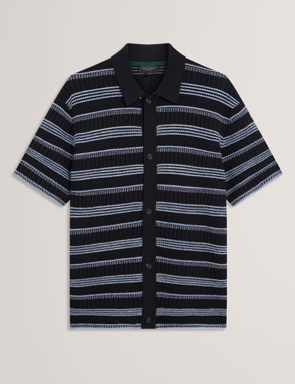Ted Baker Florem Stitched Stripe Knit Short Sleeve Shirt