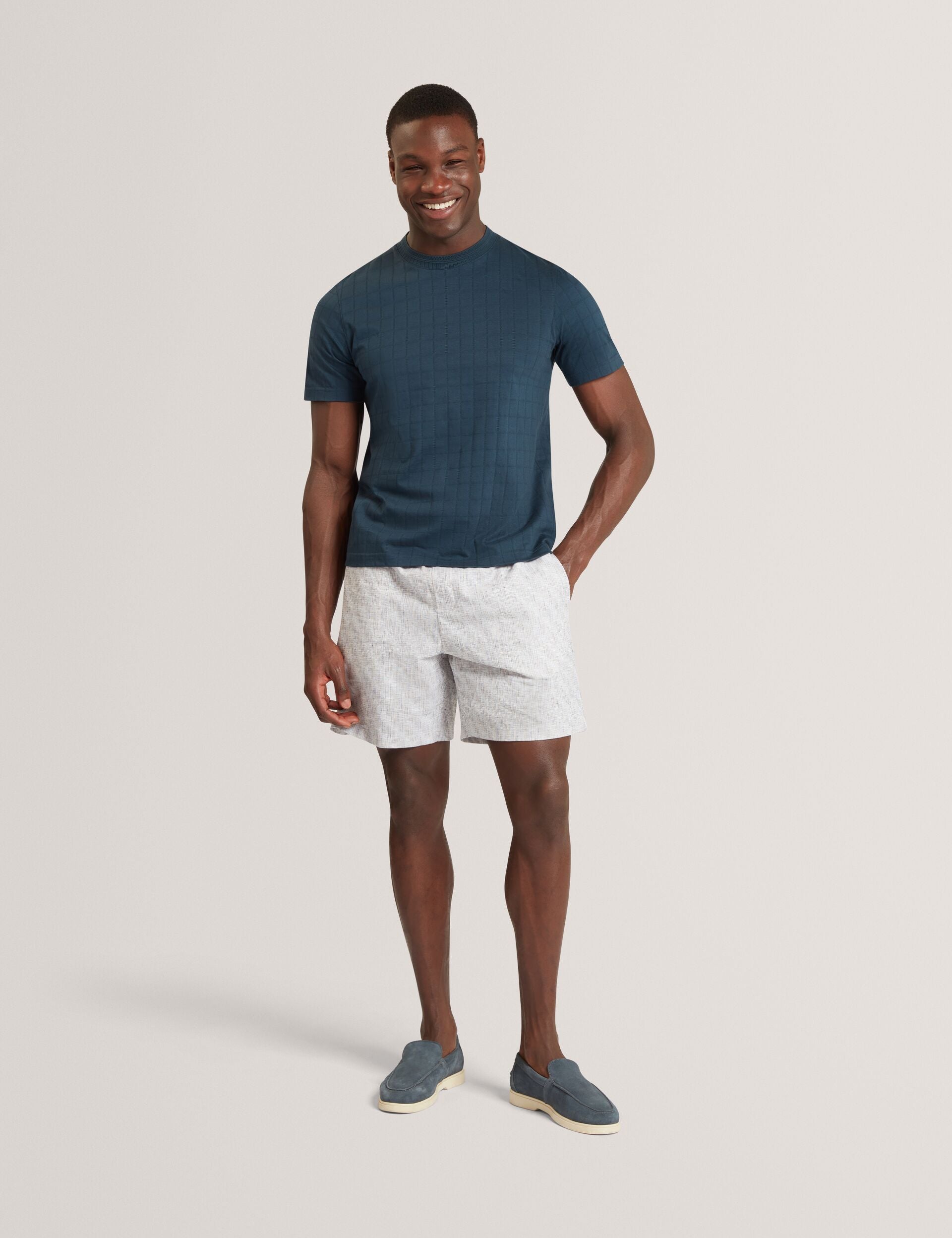 Ted Baker Heminwy Jacquard Textured Grid Cotton Tshirt