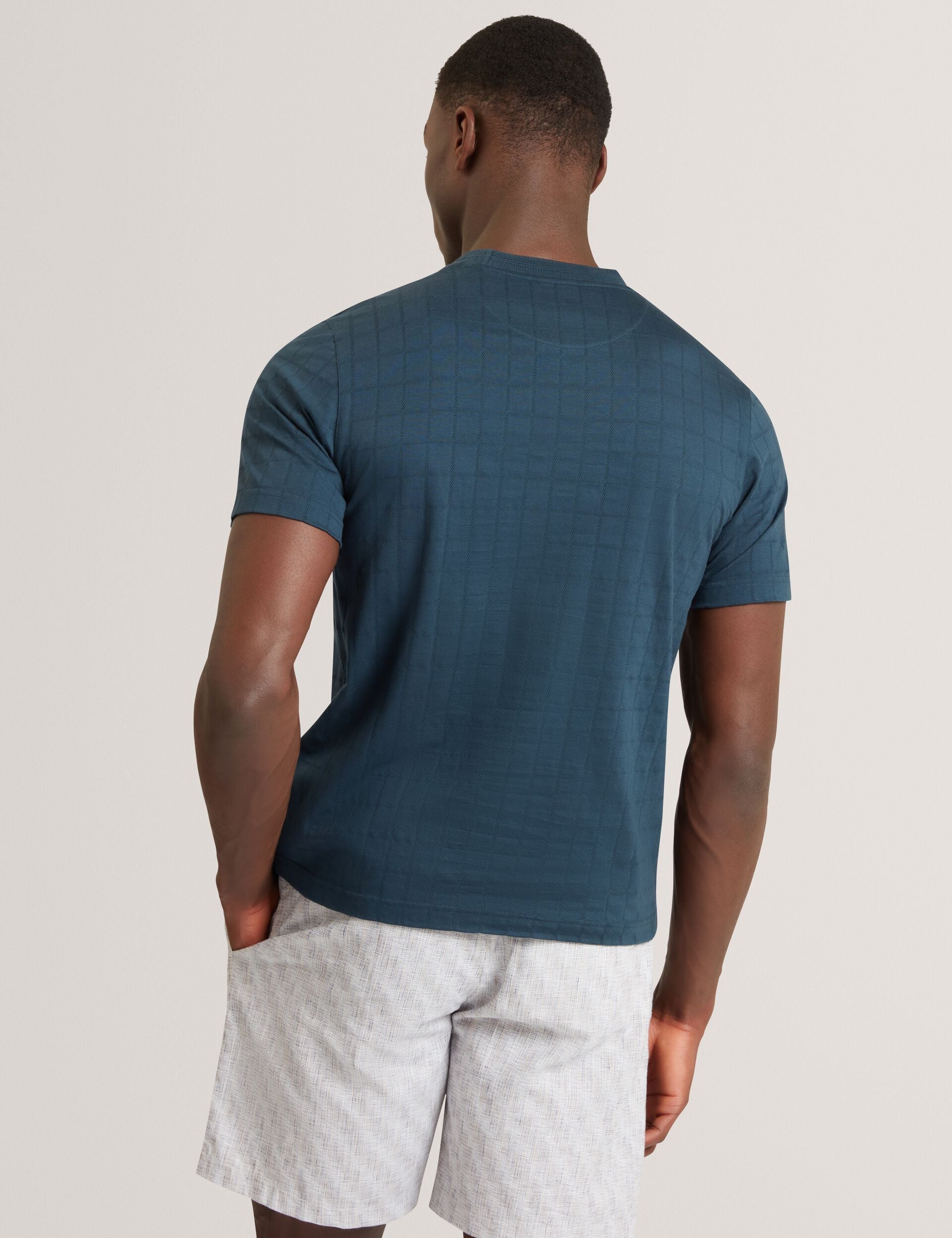 Ted Baker Heminwy Jacquard Textured Grid Cotton Tshirt