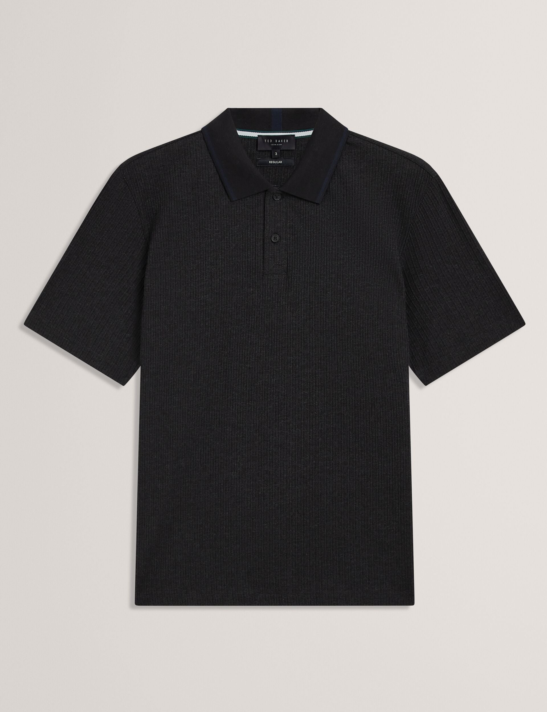 Ted Baker Hammon Stitched Rib Cotton Blend Short Sleeve Polo
