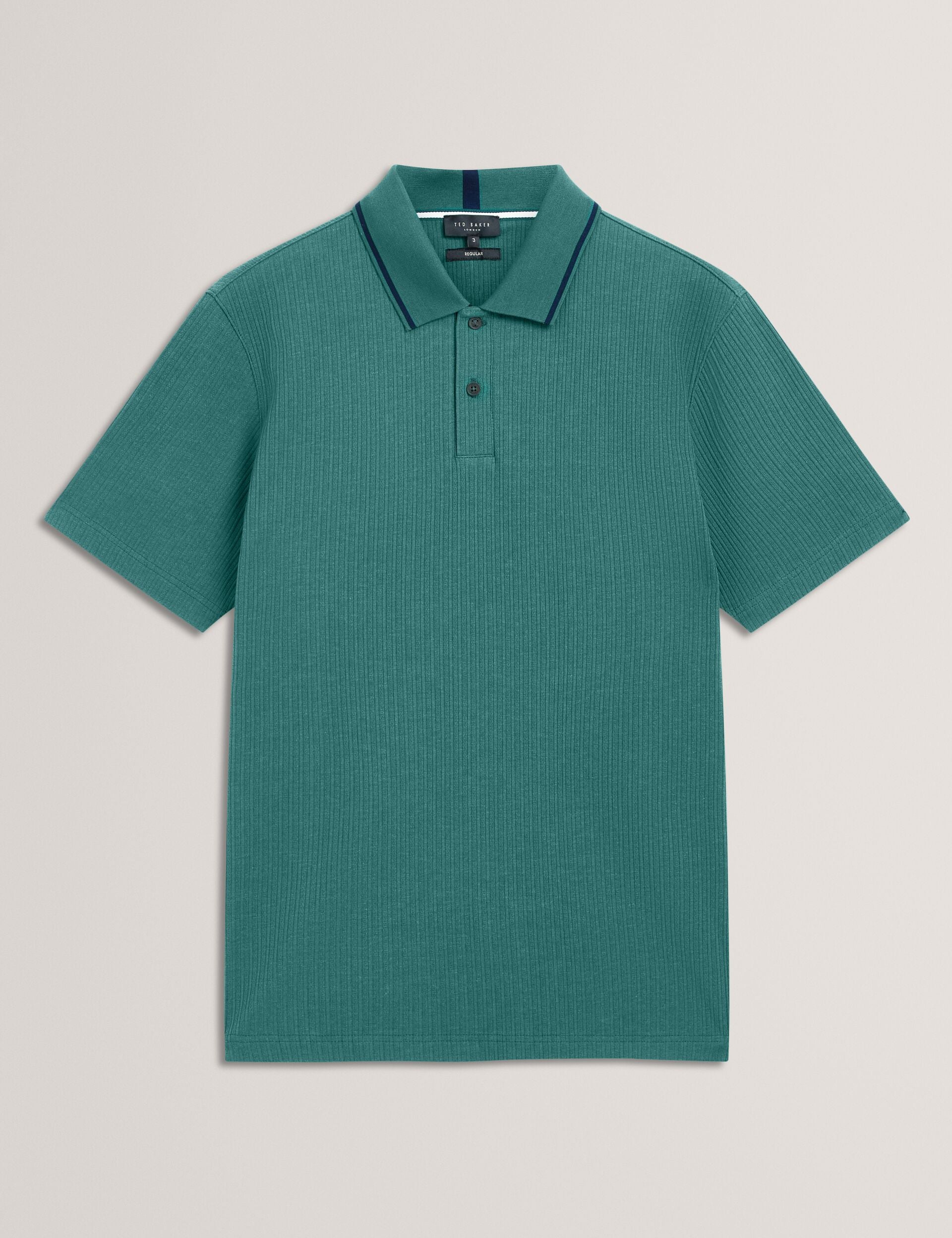 Ted Baker Hammon Stitched Rib Cotton Blend Short Sleeve Polo