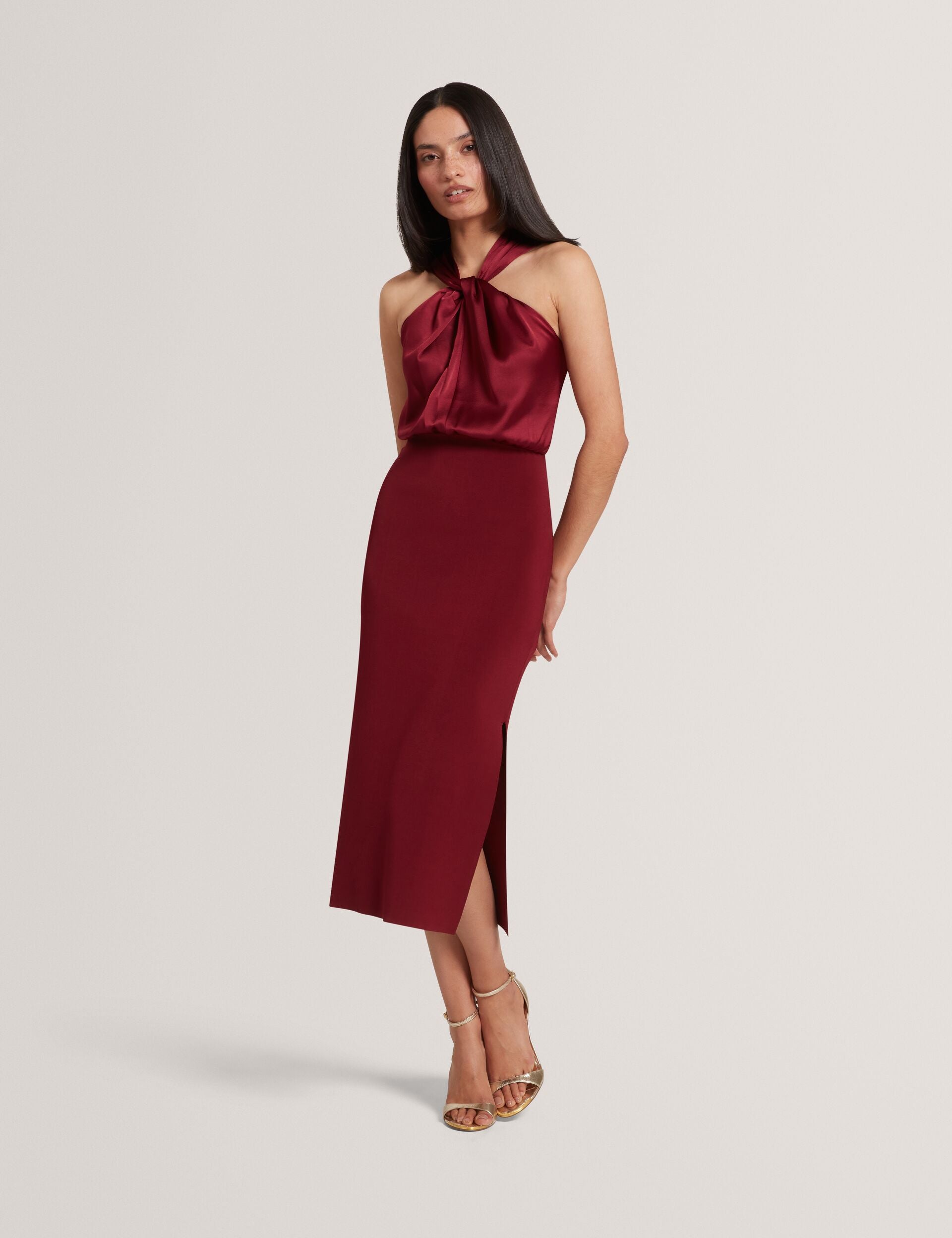 Ted Baker Mellana Twist Neck Sleeveless Knit Midi Dress Women's