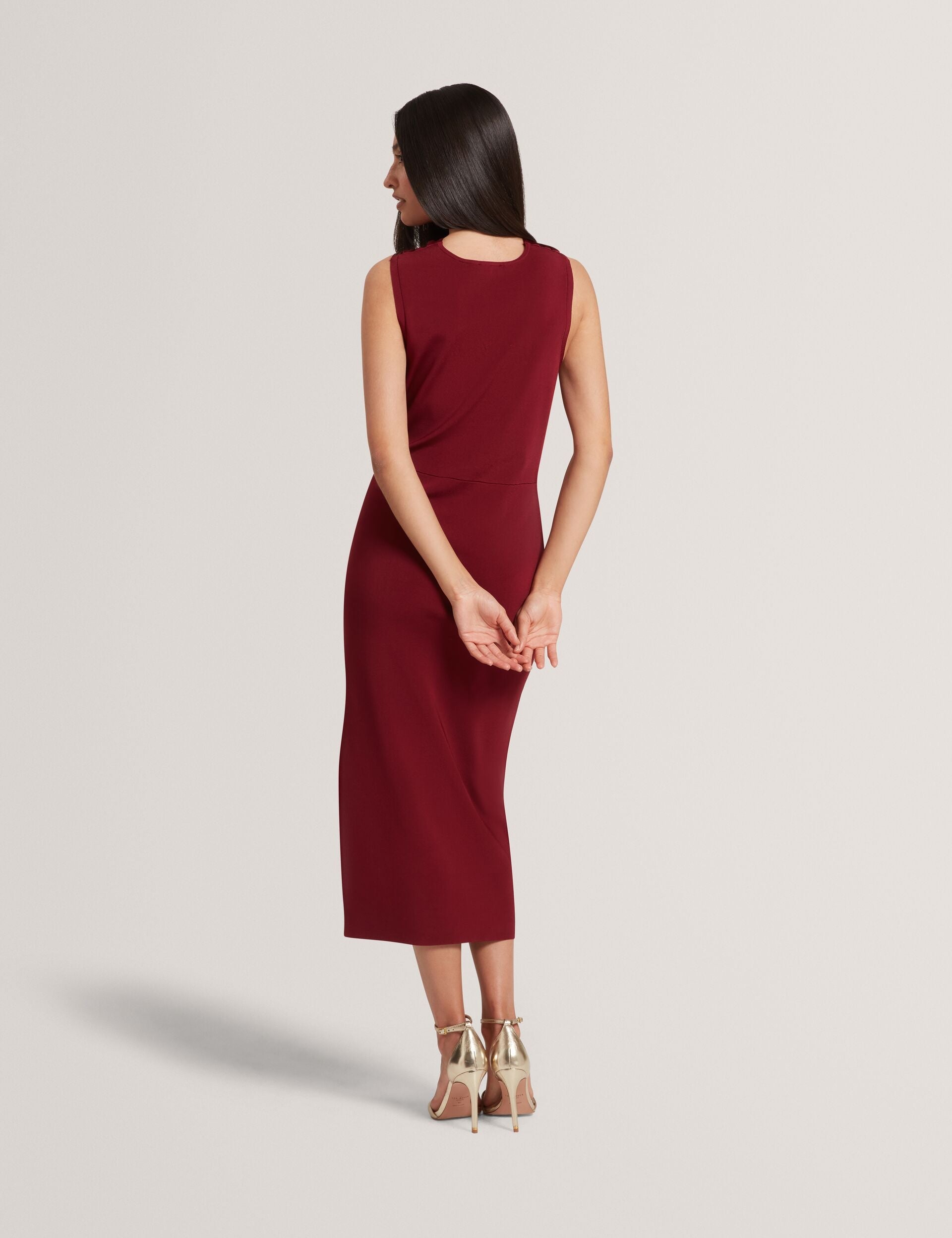 Ted Baker Mellana Twist Neck Sleeveless Knit Midi Dress Women's