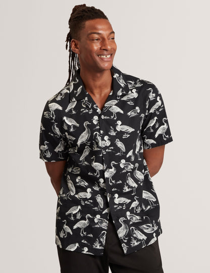 Ted Baker Yamal Duck Print Cotton Short Sleeve Shirt