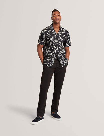 Ted Baker Yamal Duck Print Cotton Short Sleeve Shirt