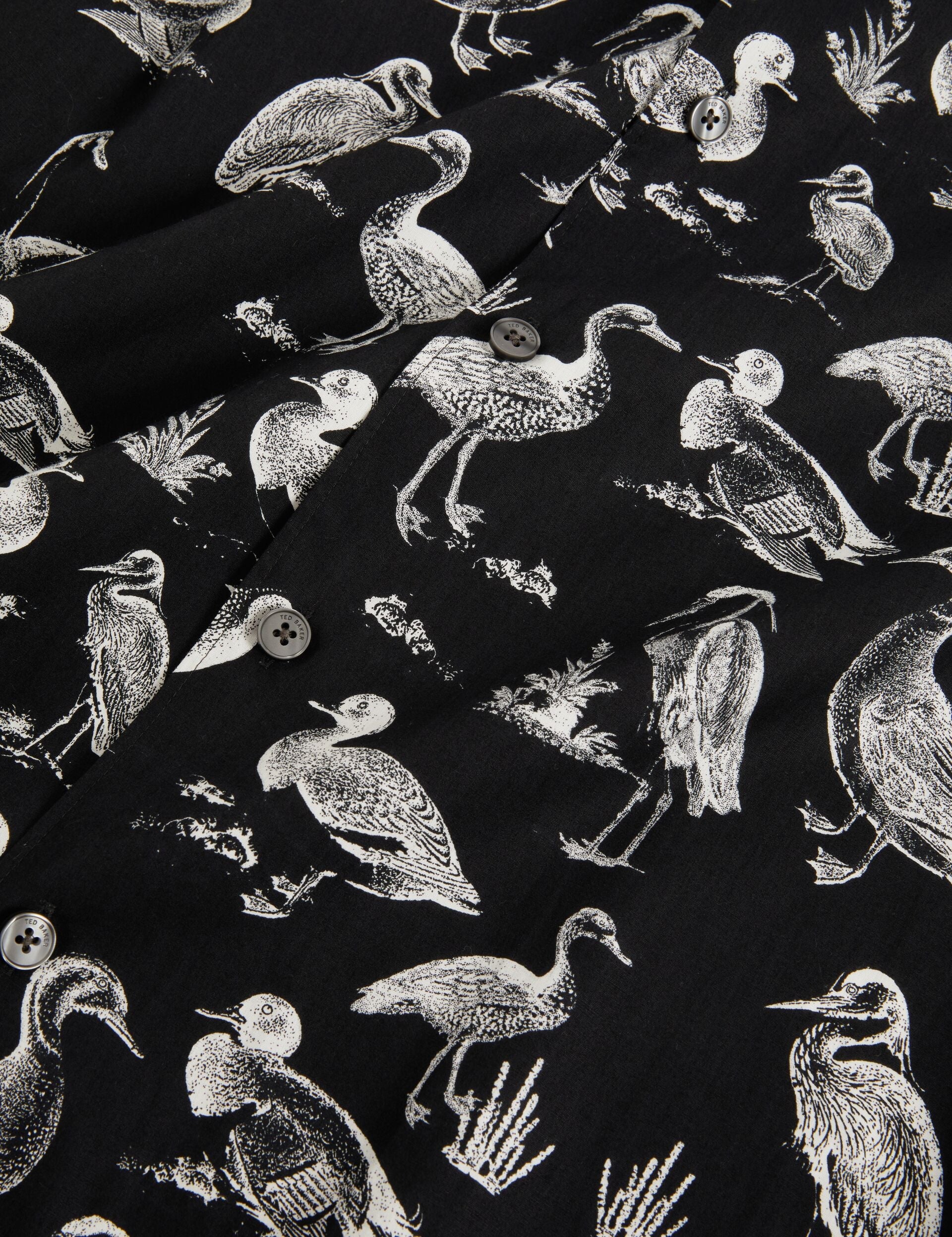 Ted Baker Yamal Duck Print Cotton Short Sleeve Shirt