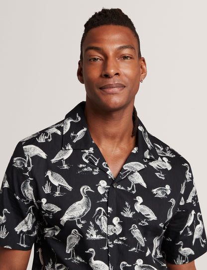 Ted Baker Yamal Duck Print Cotton Short Sleeve Shirt