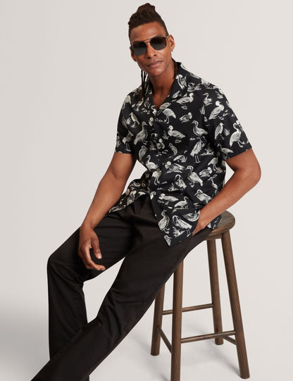 Ted Baker Yamal Duck Print Cotton Short Sleeve Shirt