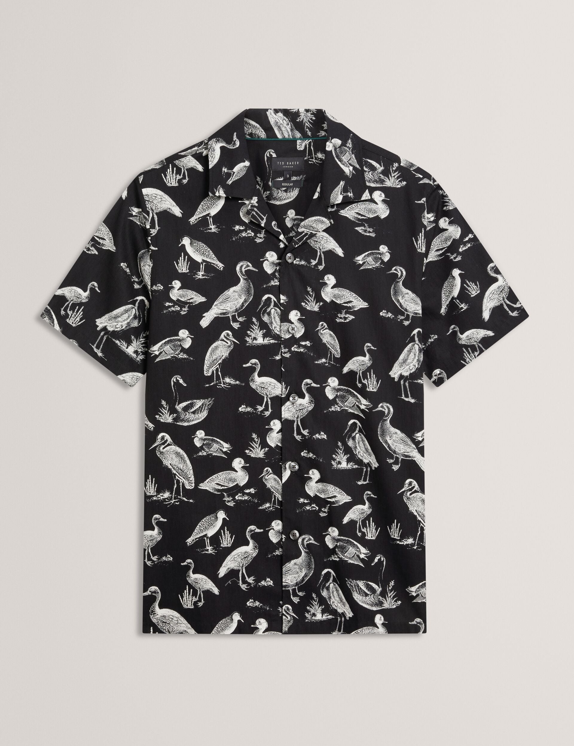 Ted Baker Yamal Duck Print Cotton Short Sleeve Shirt