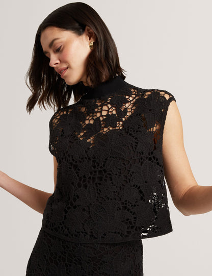Ted Baker Aenabet Crochet Lace High Neck Crop Top Women's