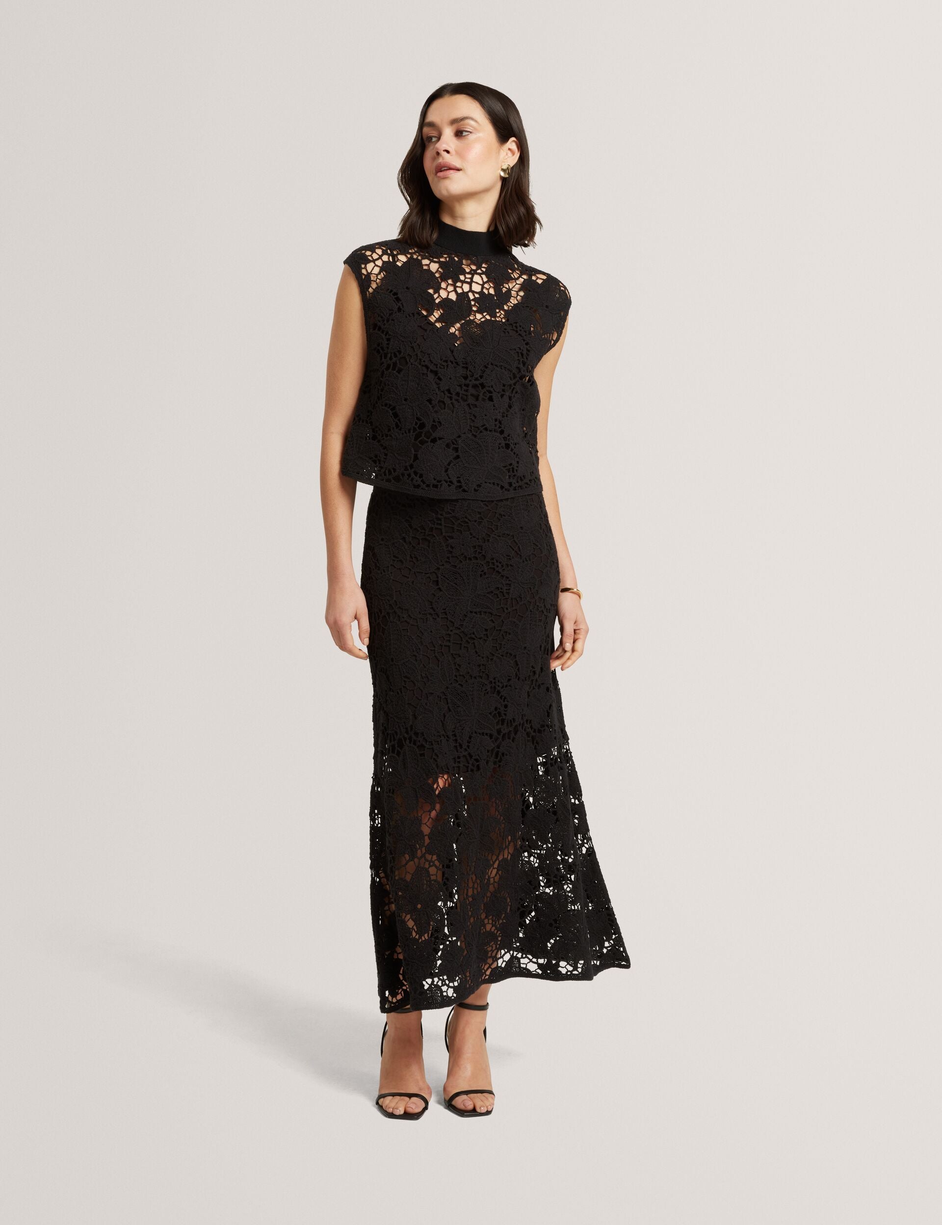Ted Baker Aenabet Crochet Lace High Neck Crop Top Women's