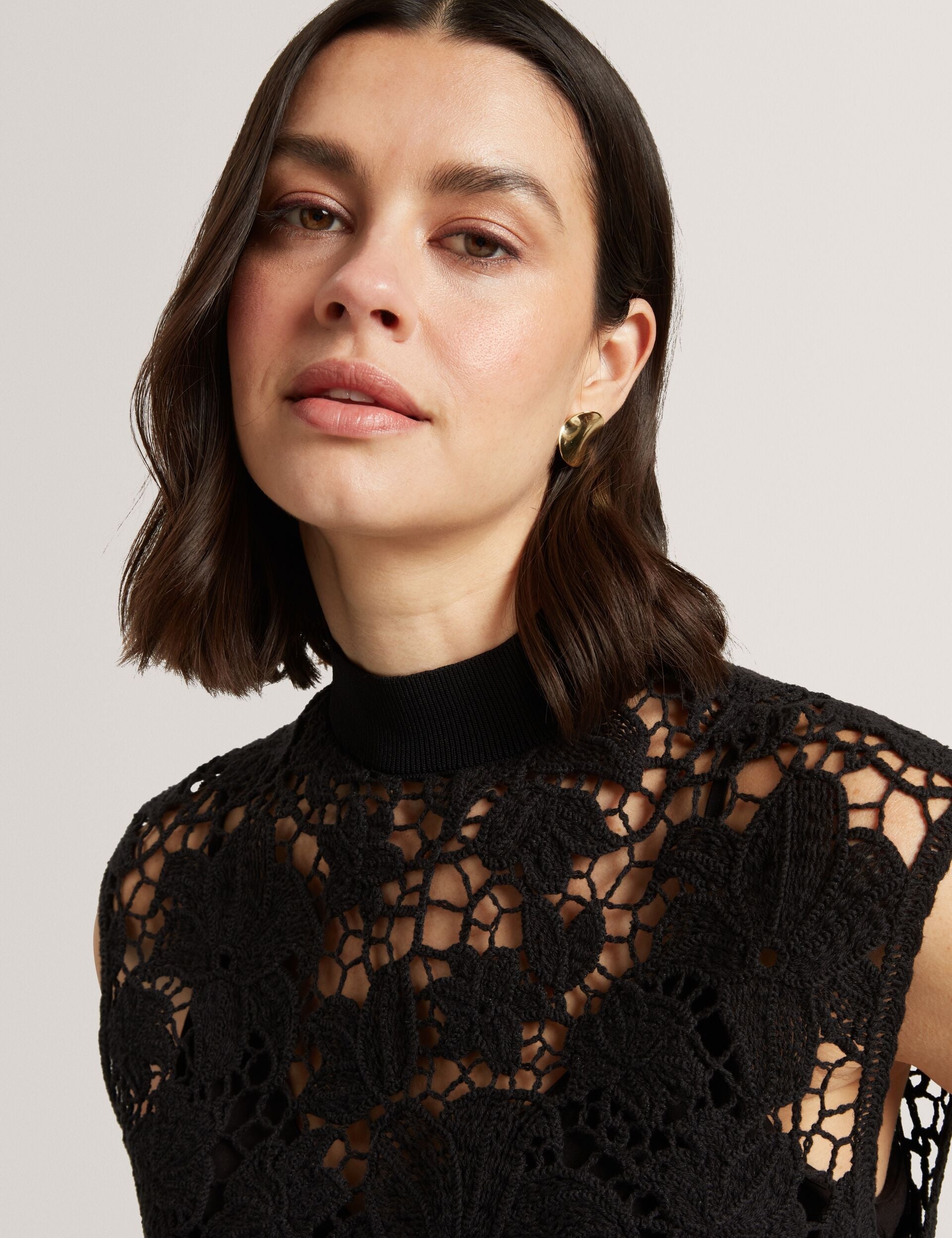Ted Baker Aenabet Crochet Lace High Neck Crop Top Women's