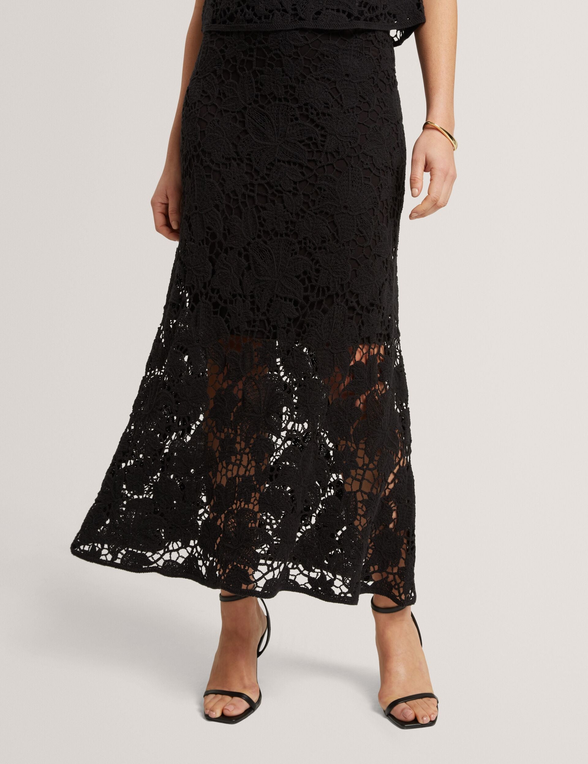 Ted Baker Aphria Crochet Lace Flared Midi Skirt Women's