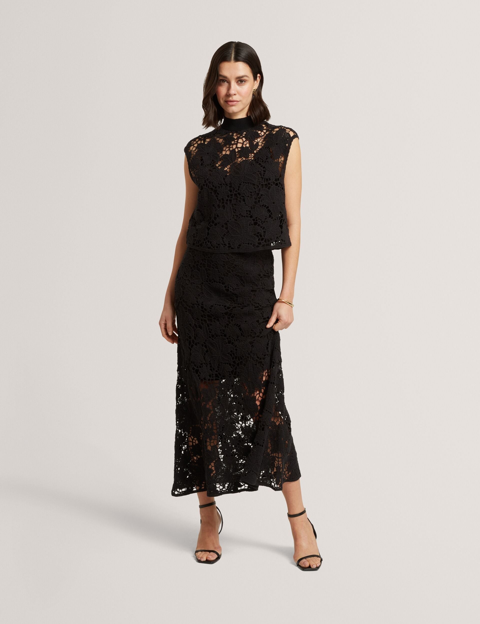 Ted Baker Aphria Crochet Lace Flared Midi Skirt Women's