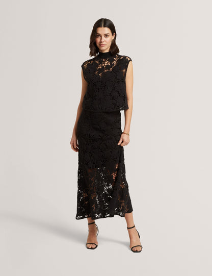 Ted Baker Aphria Crochet Lace Flared Midi Skirt Women's