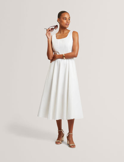 Ted Baker Addisa Linen Cotton Panelled Sleeveless Midi Dress Women's