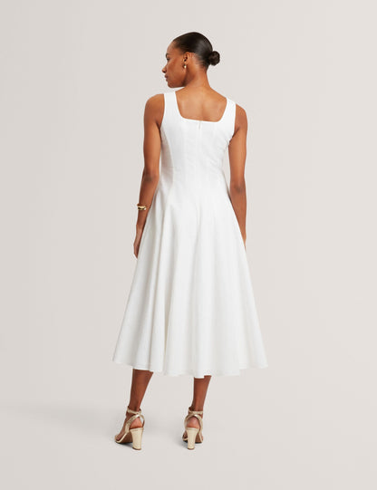 Ted Baker Addisa Linen Cotton Panelled Sleeveless Midi Dress Women's
