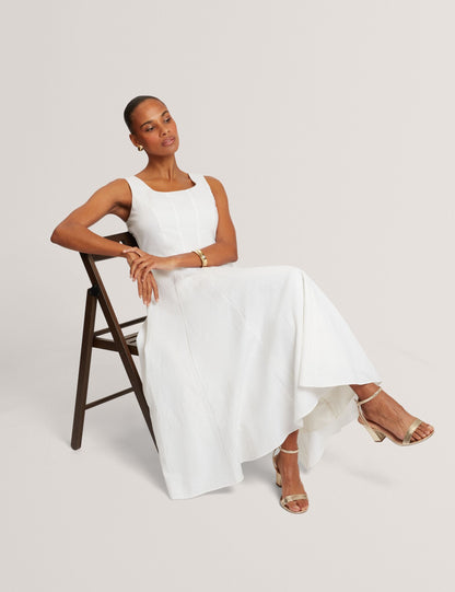 Ted Baker Addisa Linen Cotton Panelled Sleeveless Midi Dress Women's
