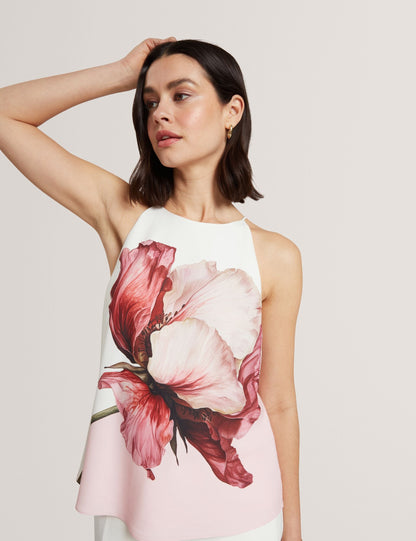 Ted Baker Brosa Floral Placement Print Halterneck Top Women's