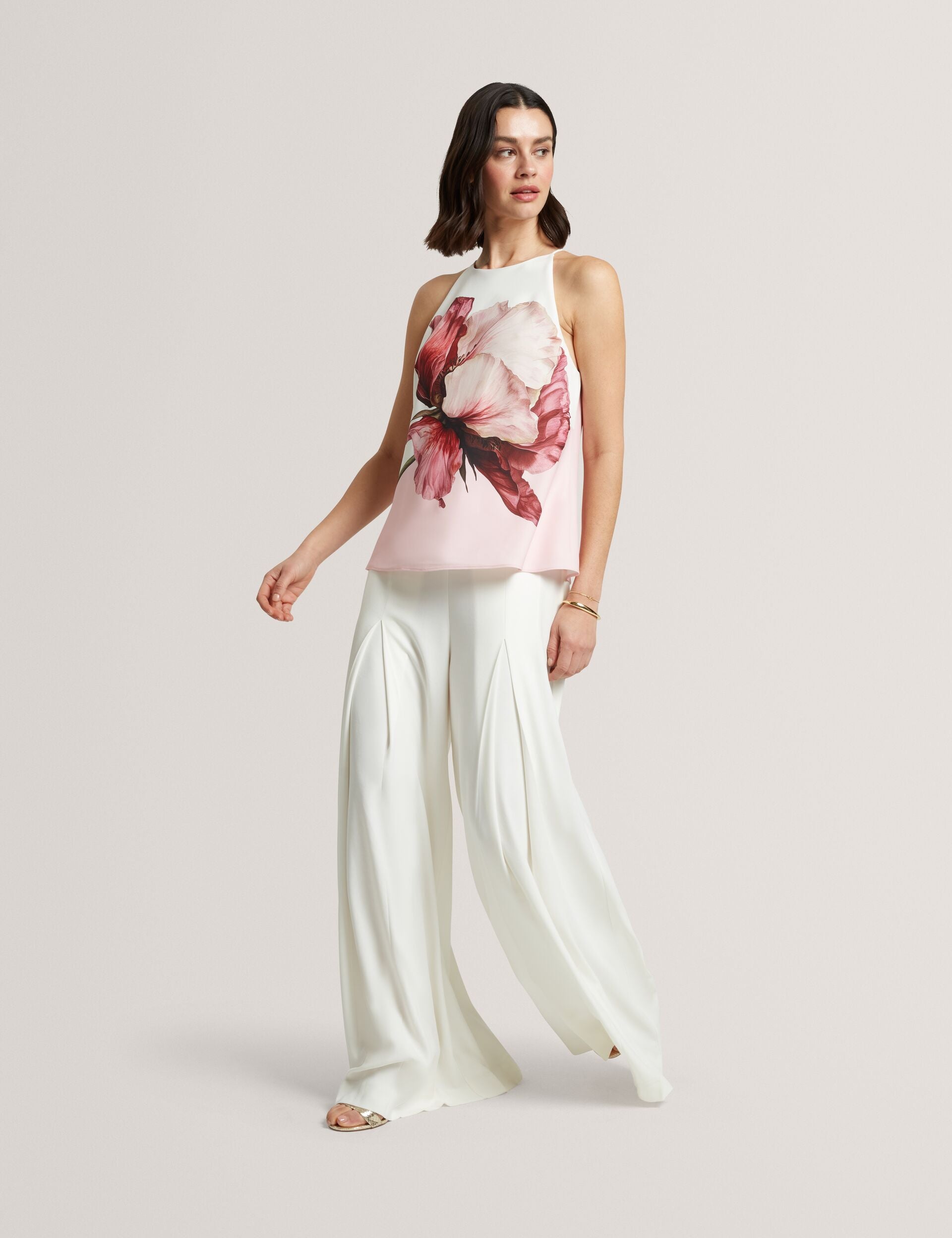 Ted Baker Brosa Floral Placement Print Halterneck Top Women's