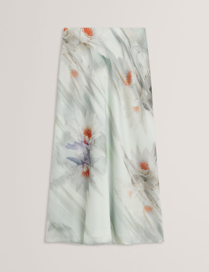 Ted Baker Artica Lily Print Crinkled Bias Midi Skirt Women's