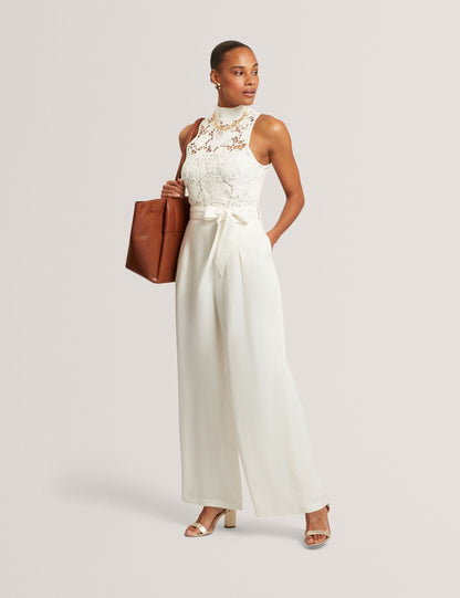 Ted Baker Calanta Crochet Lace Top Wide Leg Jumpsuit Women's