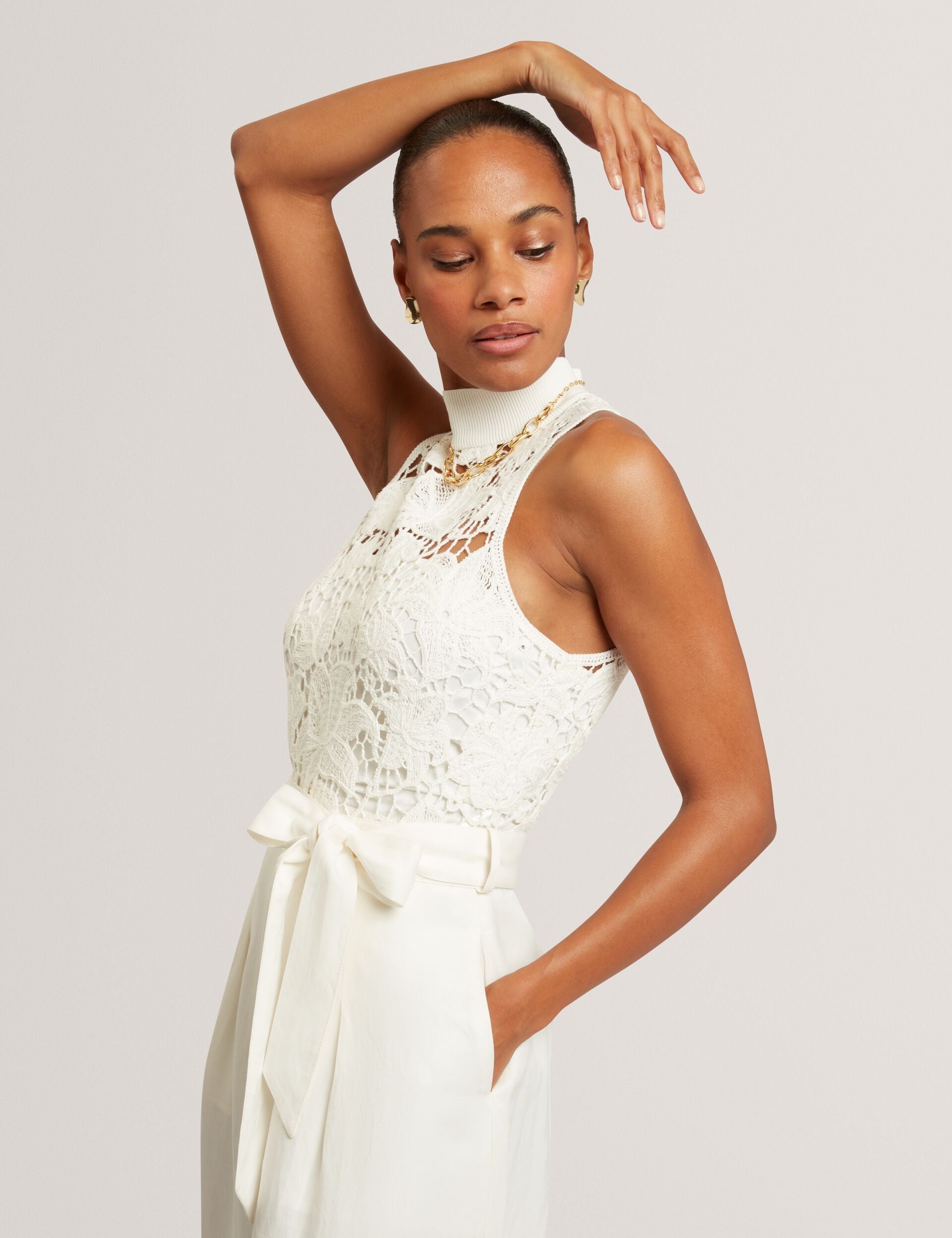 Ted Baker Calanta Crochet Lace Top Wide Leg Jumpsuit Women's