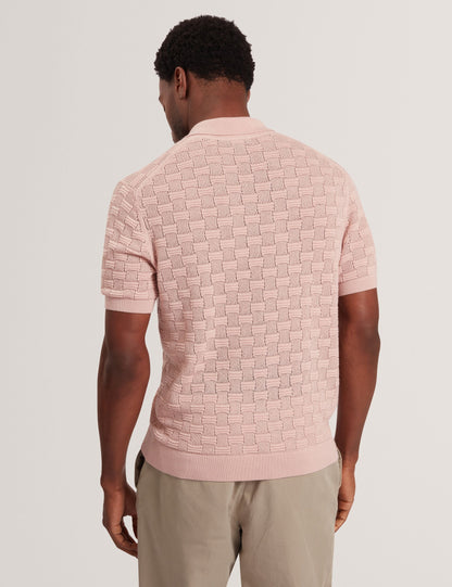 Ted Baker Rowwann Basket Knit Silk Blend Short Sleeve Shirt