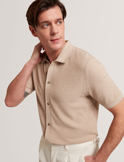 Ted Baker Connyr Textured Knit Buttonthrough Polo Shirt