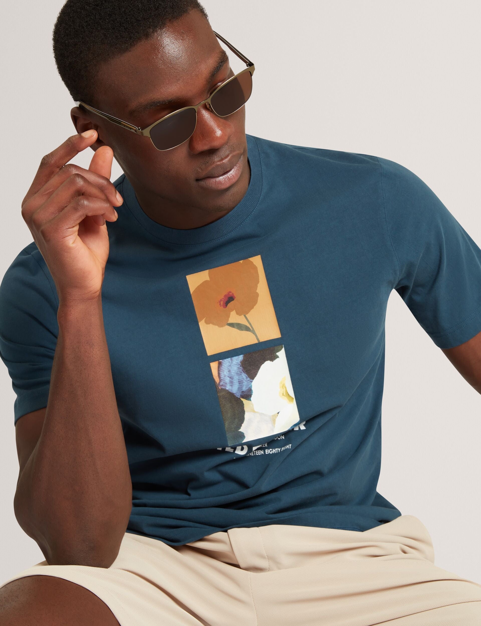 Ted Baker Lambbet Floral Double Graphic Cotton Tshirt