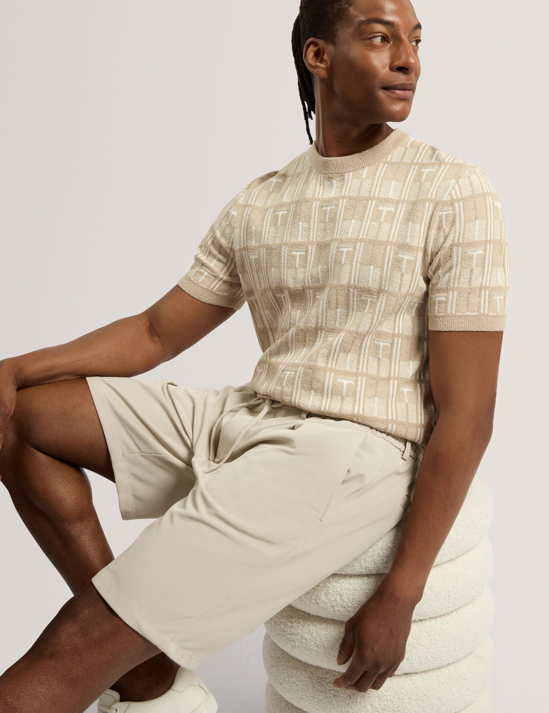 Ted Baker Cialdas Waffle Texture Straight Leg Shorts