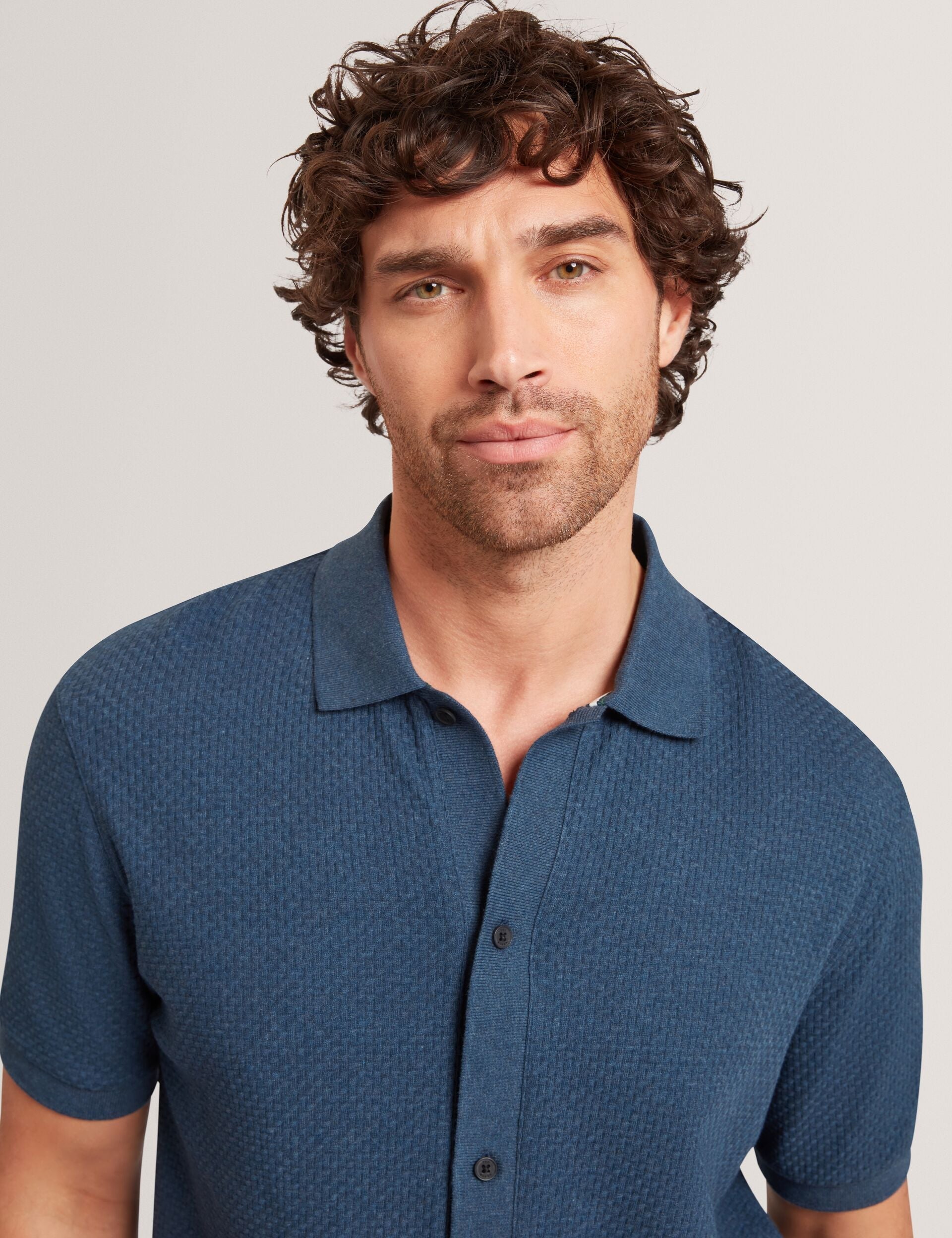 Ted Baker Connyr Textured Knit Buttonthrough Polo Shirt