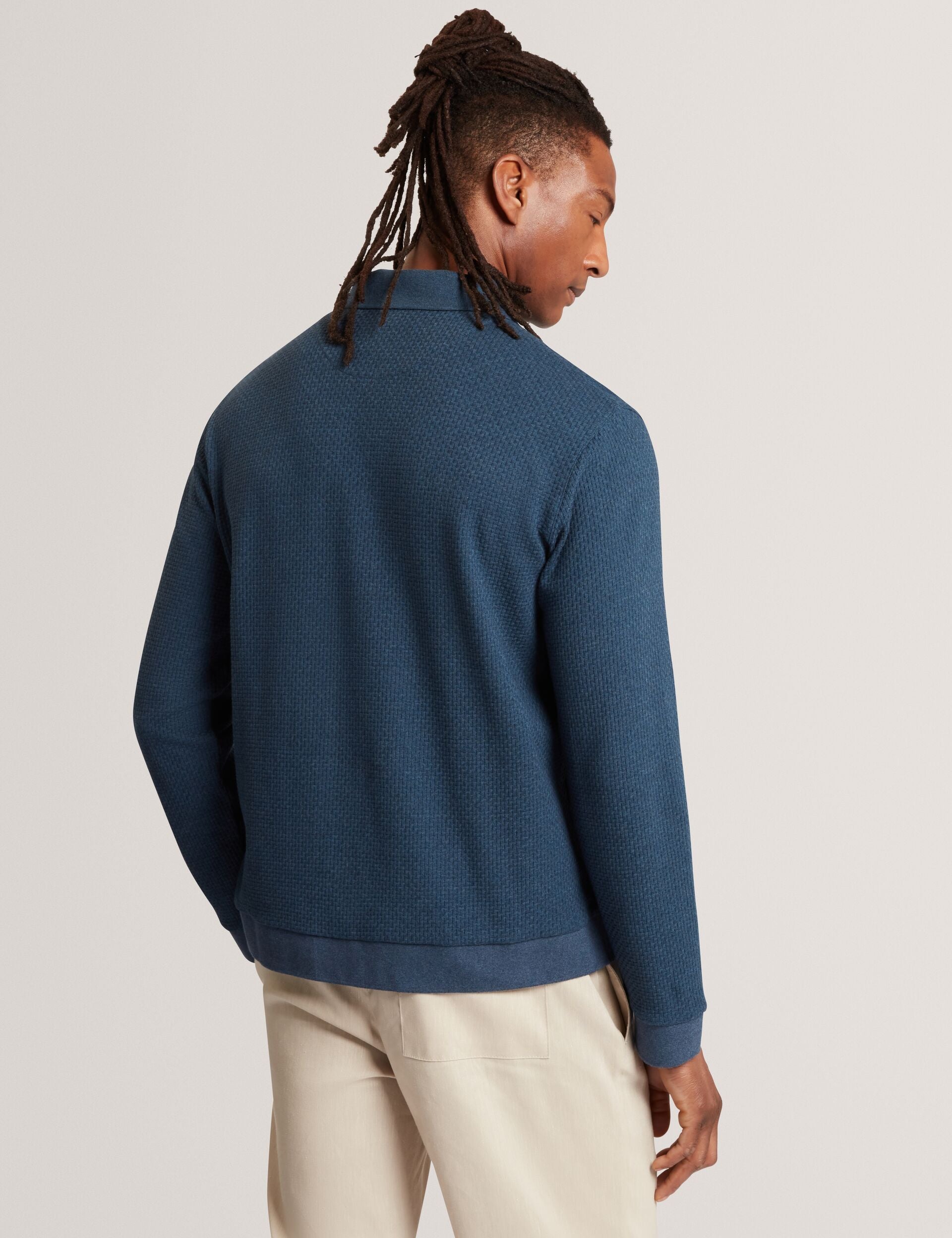 Ted Baker Wilkes Long Sleeve Textured Buttonthrough Polo