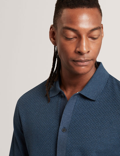 Ted Baker Wilkes Long Sleeve Textured Buttonthrough Polo