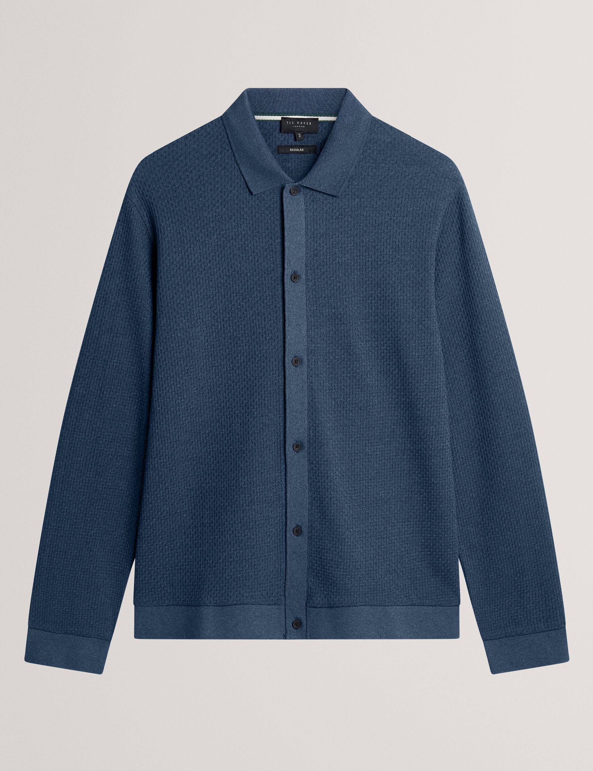 Ted Baker Wilkes Long Sleeve Textured Buttonthrough Polo