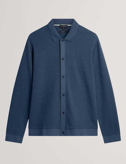 Ted Baker Wilkes Long Sleeve Textured Buttonthrough Polo