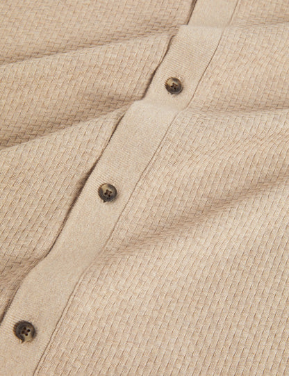 Ted Baker Wilkes Long Sleeve Textured Buttonthrough Polo