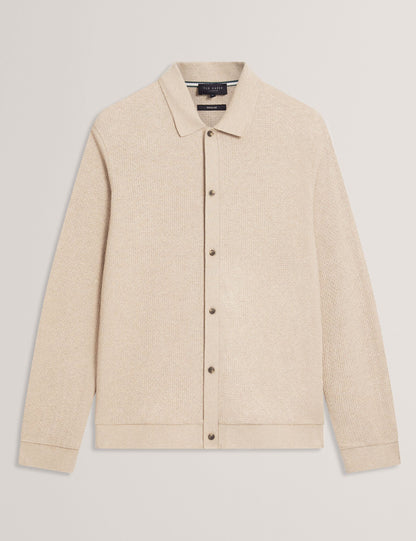 Ted Baker Wilkes Long Sleeve Textured Buttonthrough Polo