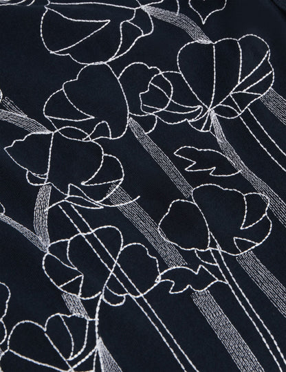 Ted Baker Actton Embroidered Floral Pure Cotton Knit Shirt