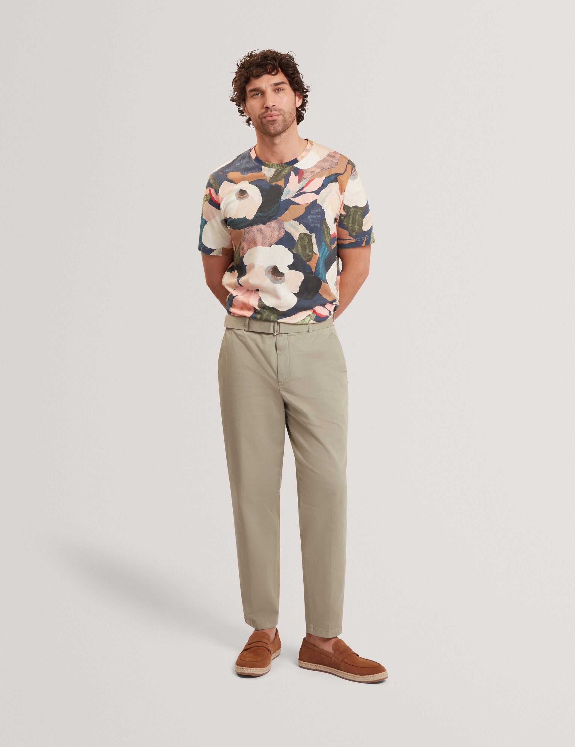 Ted Baker Dowlle Garden Print Crew Neck Cotton Tshirt