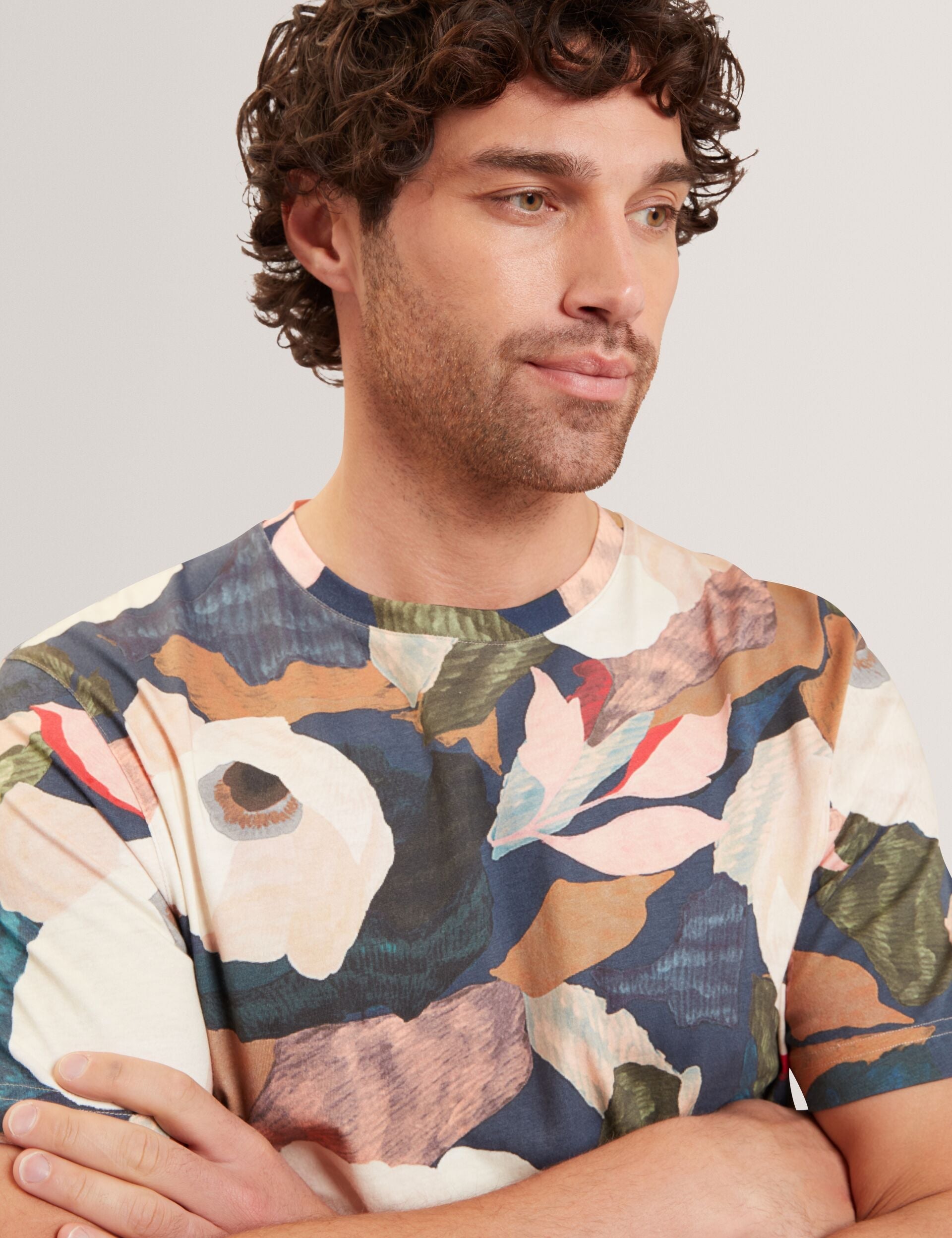 Ted Baker Dowlle Garden Print Crew Neck Cotton Tshirt