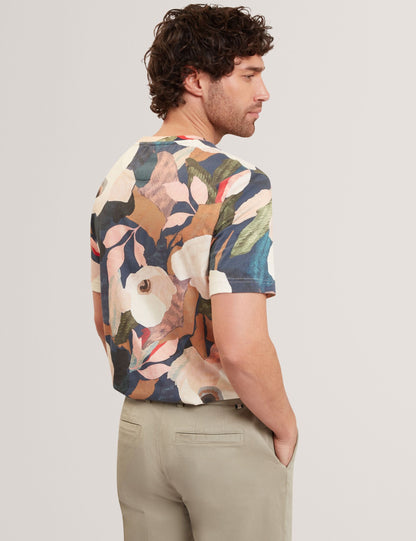 Ted Baker Dowlle Garden Print Crew Neck Cotton Tshirt