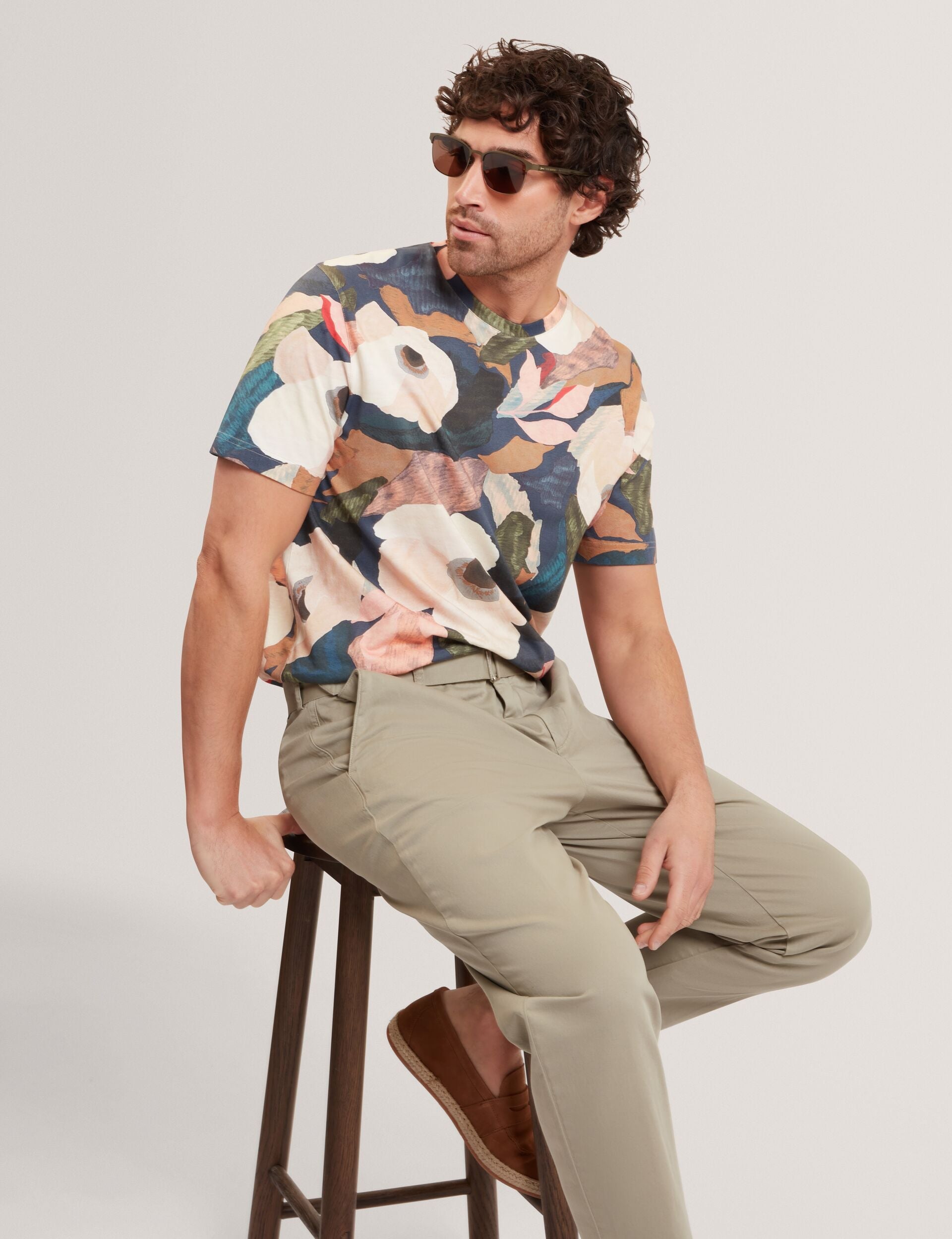 Ted Baker Dowlle Garden Print Crew Neck Cotton Tshirt