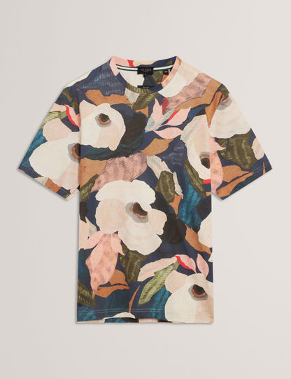 Ted Baker Dowlle Garden Print Crew Neck Cotton Tshirt