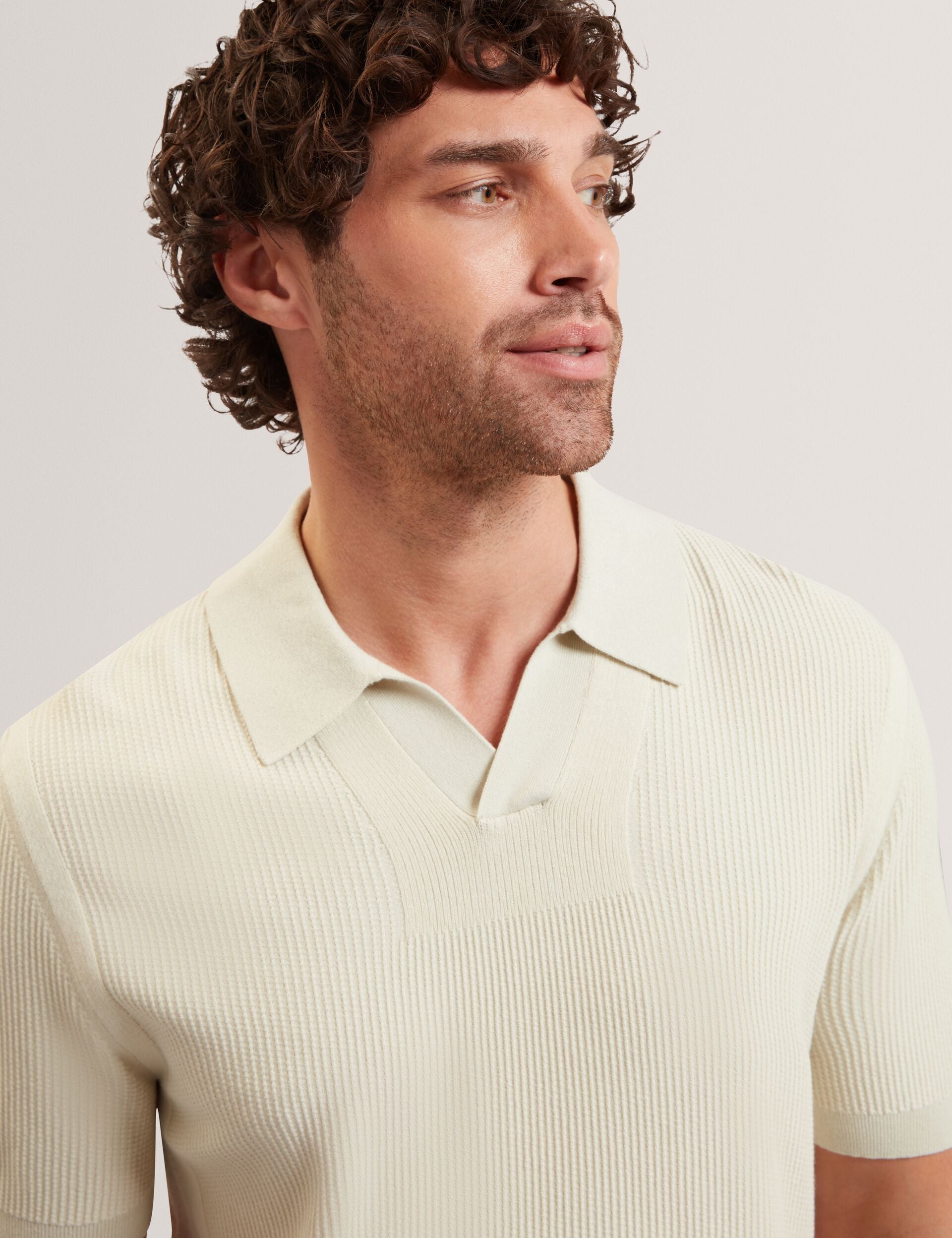 Ted Baker Aindrea Stitched Rib Open Neck Polo Shirt