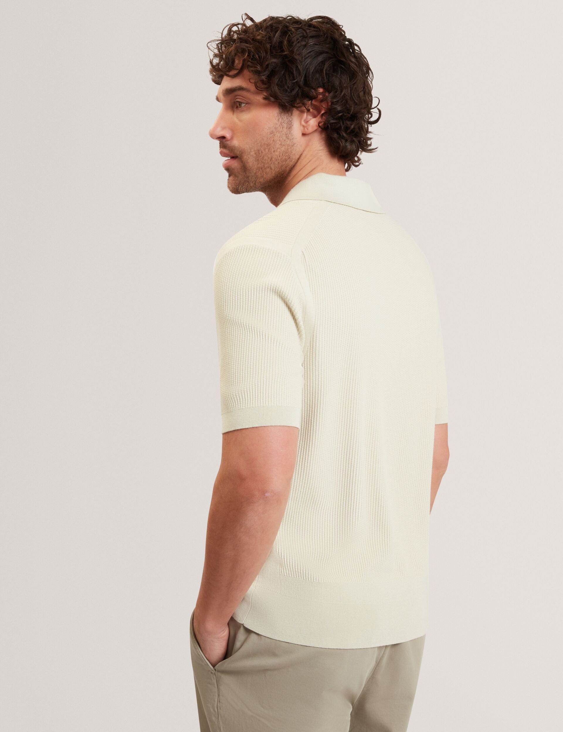 Ted Baker Aindrea Stitched Rib Open Neck Polo Shirt