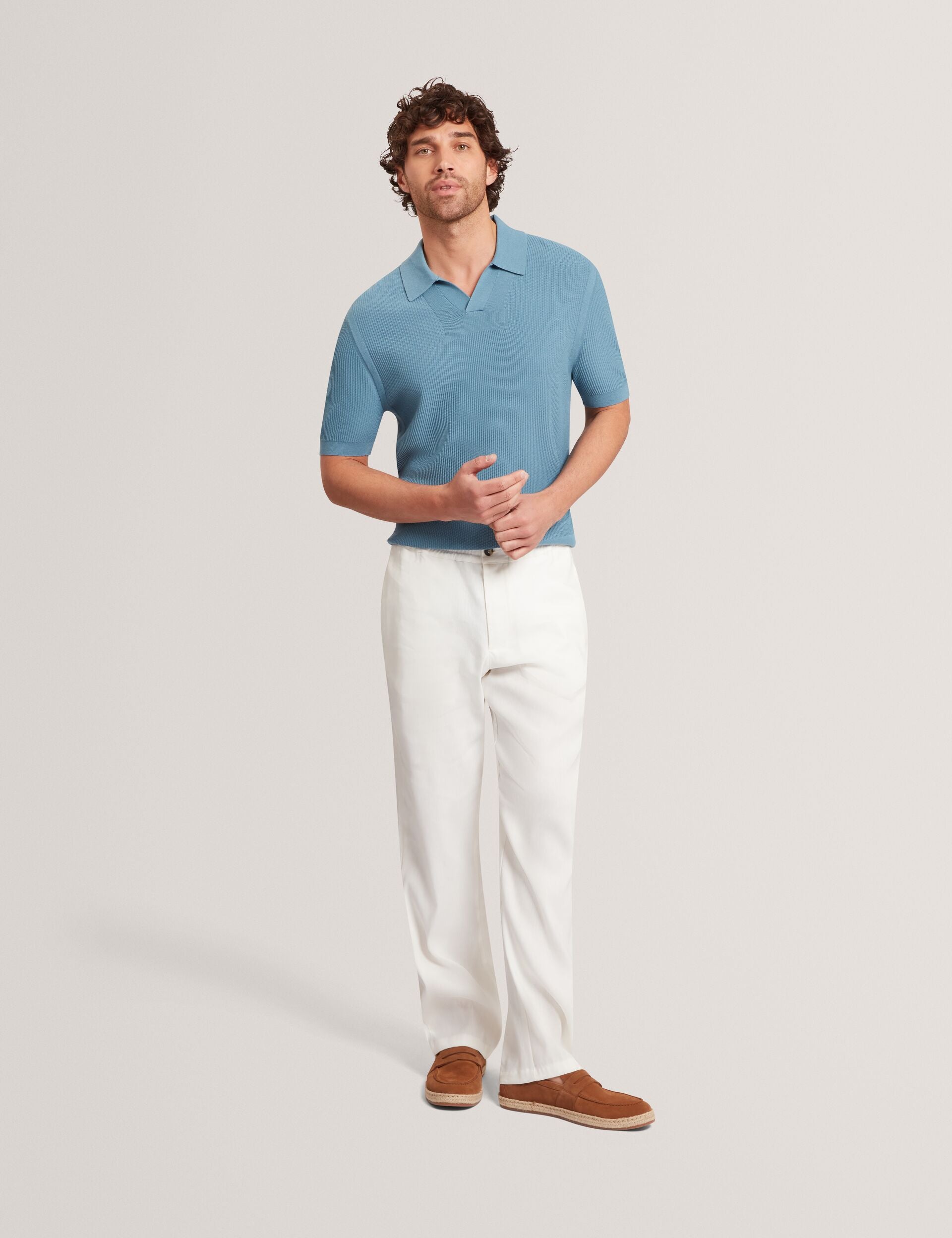 Ted Baker Aindrea Stitched Rib Open Neck Polo Shirt