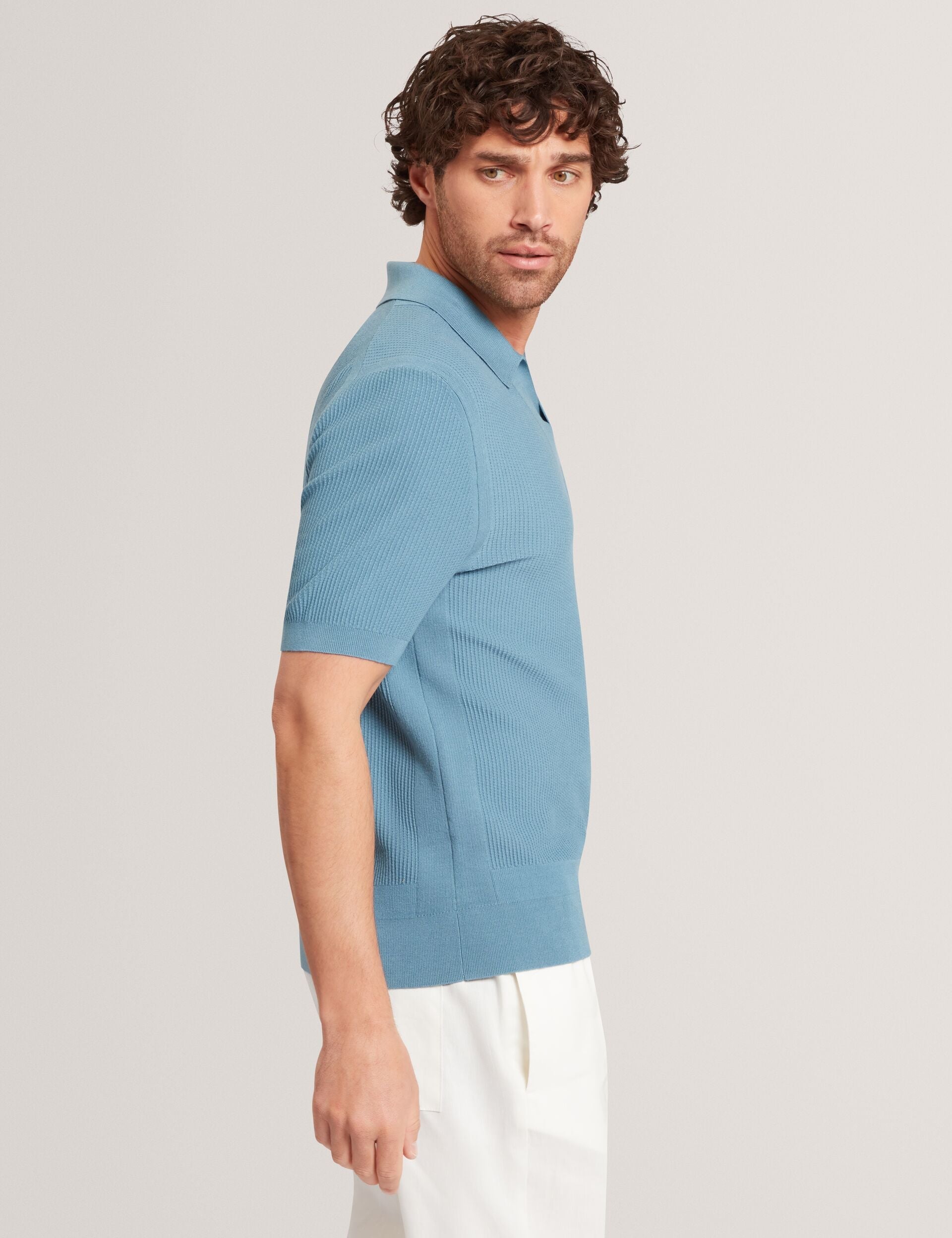 Ted Baker Aindrea Stitched Rib Open Neck Polo Shirt